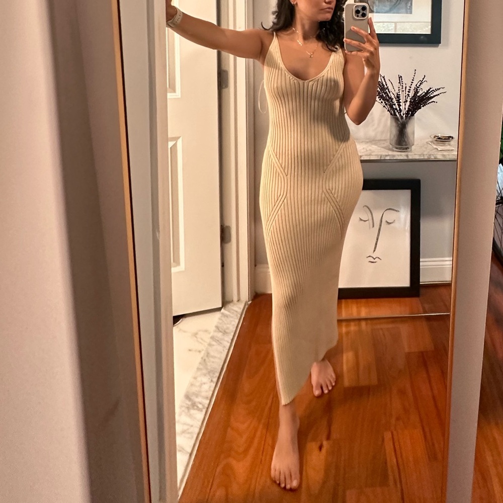 ASTR the label v-neck knit dress with side slit- Size small